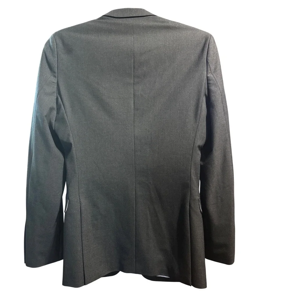 Egara Blazer Mens 38 Long Charcoal Grey Skinny Fit Stretch TwoButton Suit Jacket